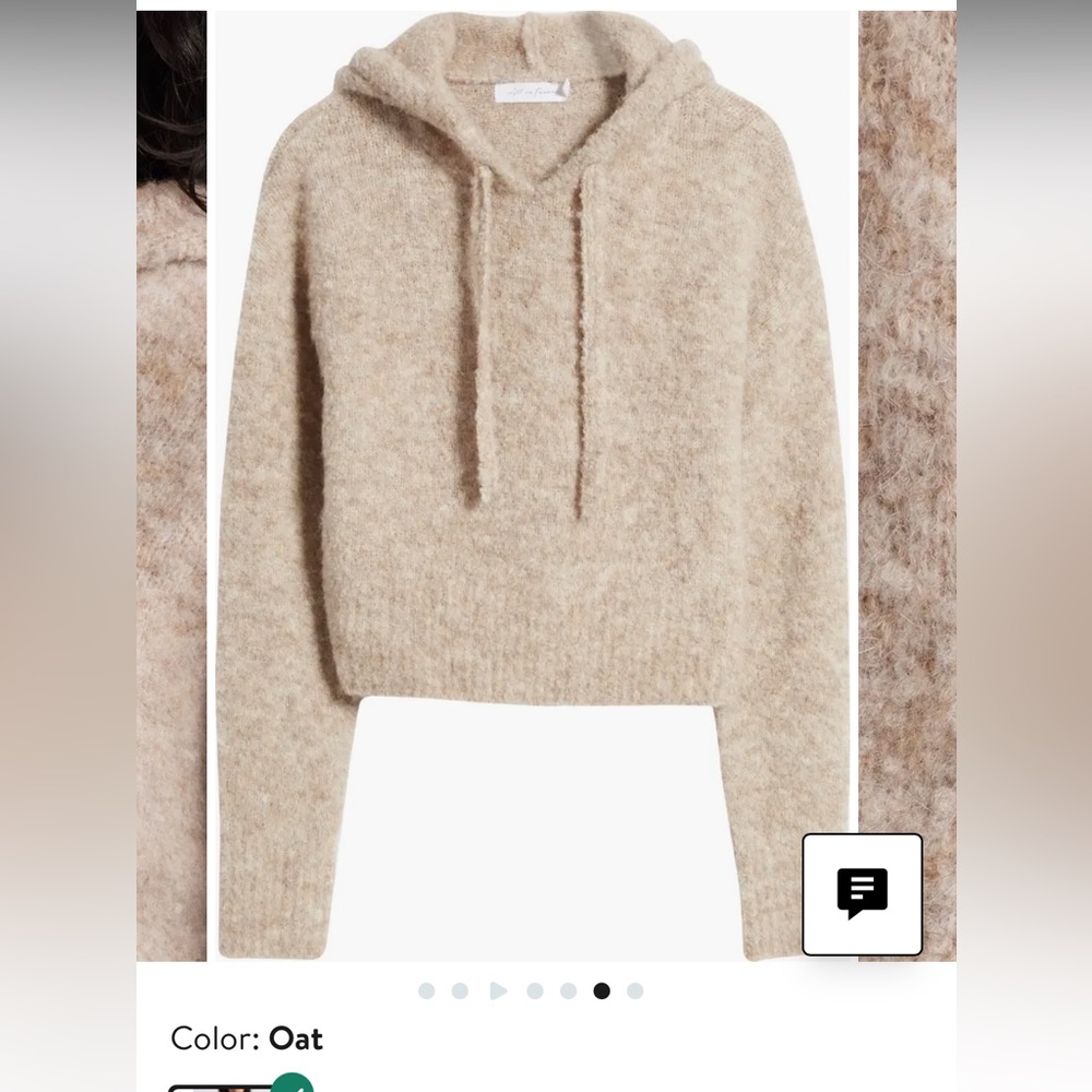 All in Favor Oat Cropped Hooded Knit Sweater